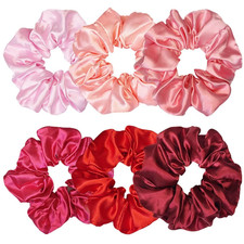 6 Pcs Satin Silk Hair Scrunchies, Soft Hair Ties for Women and Girls, 4.5 Inch H