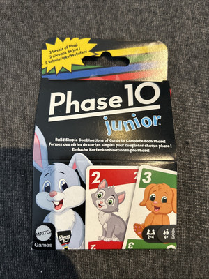 Mattel Phase10 Junior Kartenspiel Kinderspiel GESELLSCHAFTSSPIEL mit Tierbildern