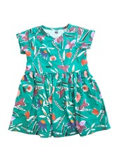 Tea Collection Green Short Sleeved Floral Dress Toddler Girls 2T