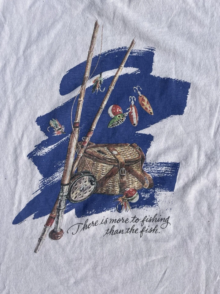 Camiseta de Pesca Sello Años 80 Rara, Puntada Única Superior e Inferior Excelente Estado, XL Foto 3 de 4