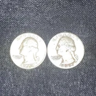 (2) 1942 Philadelphia Mint Silver Washington Quarter 90% silver