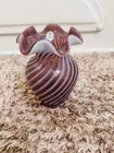 Fenton Amethyst Optic Swirl Strip Vase With Fenton Imprint On Bottom