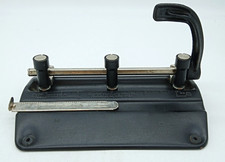 Vintage Master Products Heavy Duty Adjustable 3 Hole Punch Model 5325BLK USA