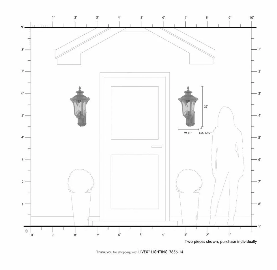 Livex Lighting 7856-07 Oxford 3 Light Outdoor Wall Lantern, Bronze - Image 2 of 4