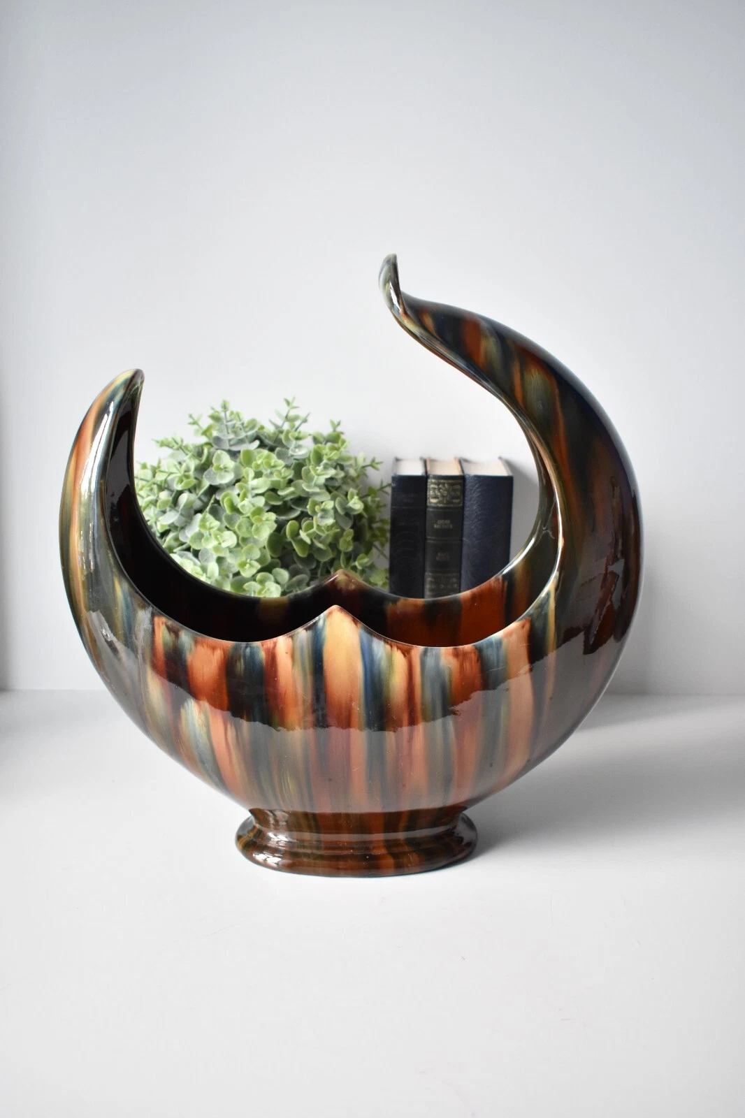 Clement Massier Golfe Juan Vase Large Brown 35cm x 31cm DAMAGED (E)