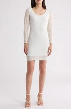 Velvet Torch White Long Sleeve Lace Minidress - Size Large - Brand New