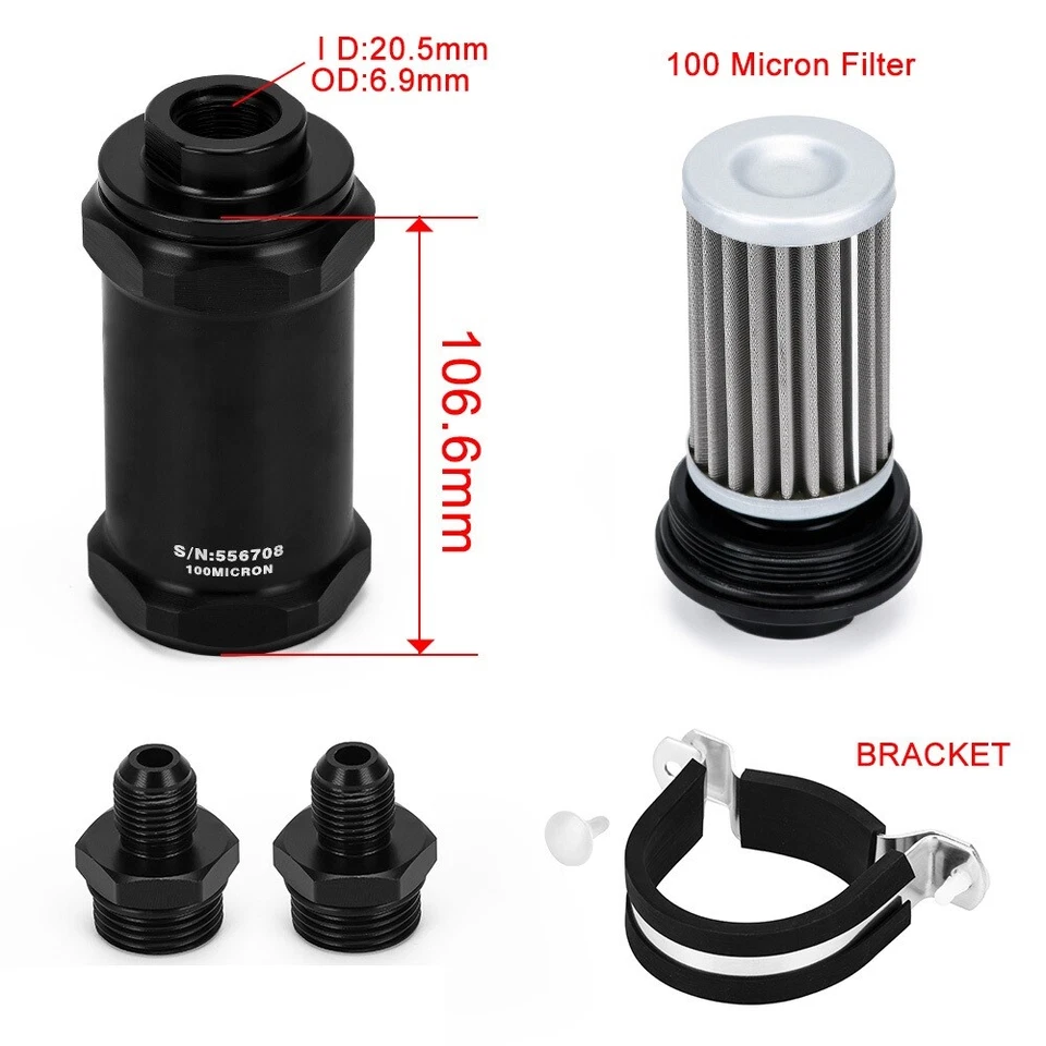 AN10 Fuel Filter For Petrol Diesel E85 Ethanol W/100 Micron Cleanable Element — 第 2/4 张图片