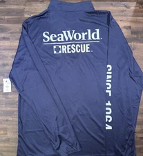 SeaWorld Rescue Mens 1/4 Quarter Zip Pullover 2XL Blue Since 1964 Lightweight