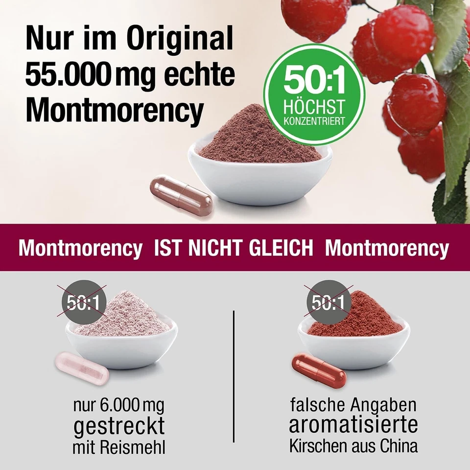 Montmorency-Sauerkirsche Kapseln Hochdosiert 50:1 Cherry Plus Pharmazeut, 60 Stk - Bild 4 von 4