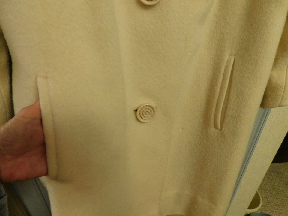 Vtg 50's Forstmann Union Label Mink Fur Collar Lined Coat Beautiful Ivory sz M/L - Image 4 of 4