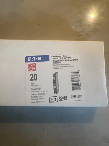 NEW Eaton CHFP120GF 20 Amp Single Pole CH Ground Fault Circuit Breaker
