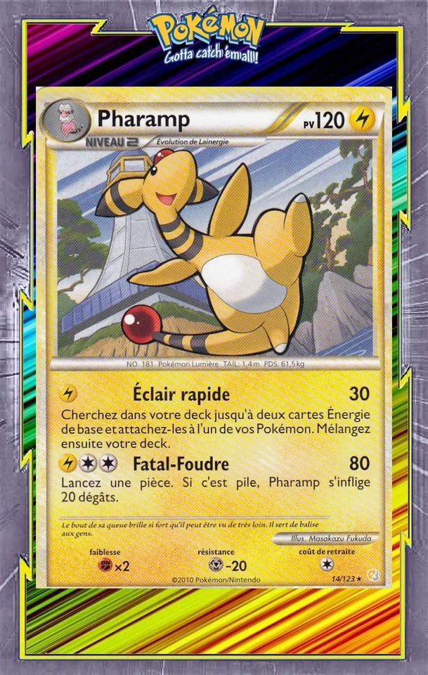Pharamp - HS:HeartGold SoulSilver - 14/123 - Carte Pokemon Française - Photo 1/1