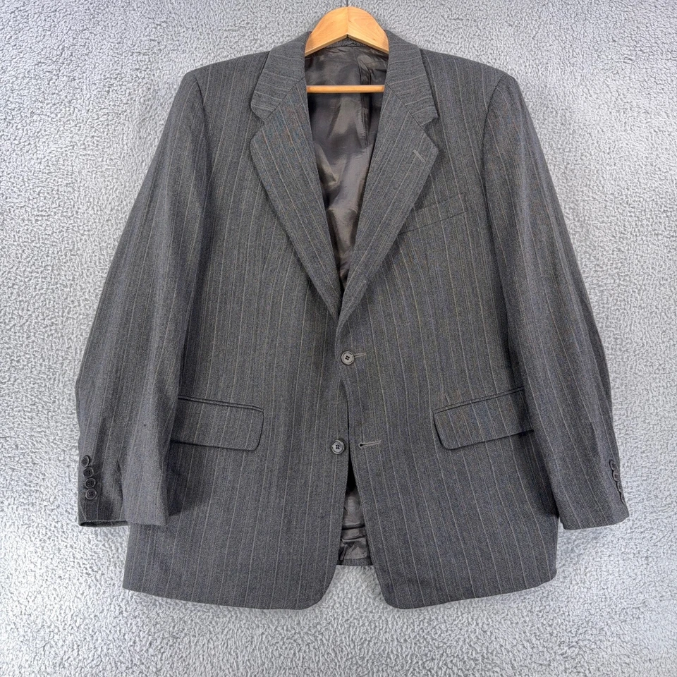 J CREW Vintage Sport Coat Men's 42R Gray Striped Wool Suit Jacket USA MADE - Image 2 of 4