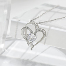 Zircon Double Love Necklace with Rhinestones Ins Personalized Heart-Shaped Neckl
