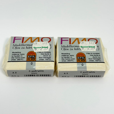 2-Pack Vintage FIMO White Oven-Bake Clay 65g Each No.8000 Germany EFA Hobby Seal