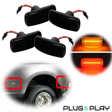 [Front+Rear]Amber Red Smoked Fender Side Marker Light For 10-18 RAM Double Wheel