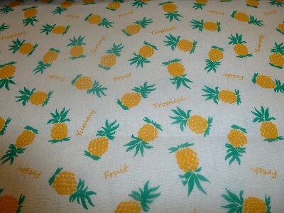  NEU Stoff 100 % Baumwolle Patchwork Canvas Print Leinenoptik Ananas  beige gelb