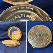 Vtg Elizabeth Arden Compact Mirrored Sifting Powder Box Made In Switzerland