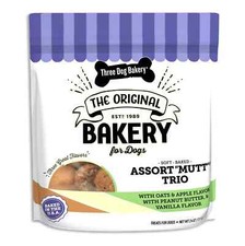 Three Dog Bakery Peanut Butter, Vanilla, Oats  Apple Flavor Soft Dog Treats