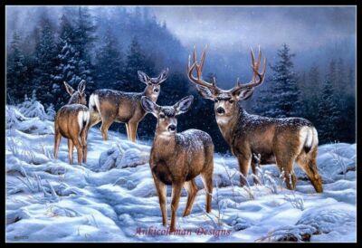 Chart Needlework DIY - Counted Cross Stitch Patterns - Snow Deer