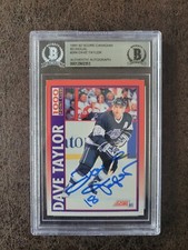 1991-92 Score Dave Taylor #254 - Los Angeles Kings - Beckett Cert Autograph