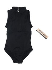 New Girl Body Wrappers Solid Black HIGH NECK Dance Gymnastics Leotard Size 4-6