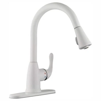 Glacier Bay Pull Down Kitchen Faucet 1.8-GPM 2-Spray Modes Single-Handle White