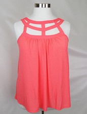 TORRID WOMEN'S CORAL CRAPE CAGE STUDIO KNIT STRAPPY SWING TANK TOP PLUS Sz 3