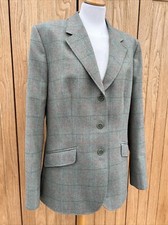 Schoffel Tweed Jacket Ladies Shooting Country Jacket Coat Green Uk 16/18 £379