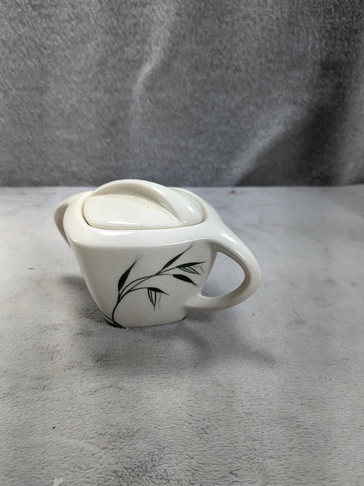 China fina vintage de cerámica blanca con diseño de hojas florales solo tazón de té de azúcar Foto 3 de 4