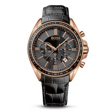 HUGO BOSS 47,20 mm Boîtier Doré en Acier, Bracelet Noir en Cuir, Montre  pour Homme - (1513092) for sale online | eBay