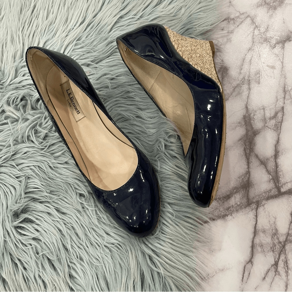 lk bennett patent wedges