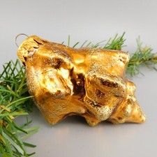 Seashell Ornament Blown Glass Conch Concha Copper Color w Gold Glitter 4"h j-7 