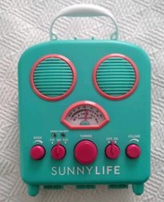 SUNNYLIFE Splash Proof AM/FM Radio/MP3 Player MINT GREEN Pink Dials Great Con.
