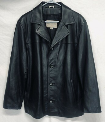 Guess Company For Marciano Black Leather Jacket Size M Mens