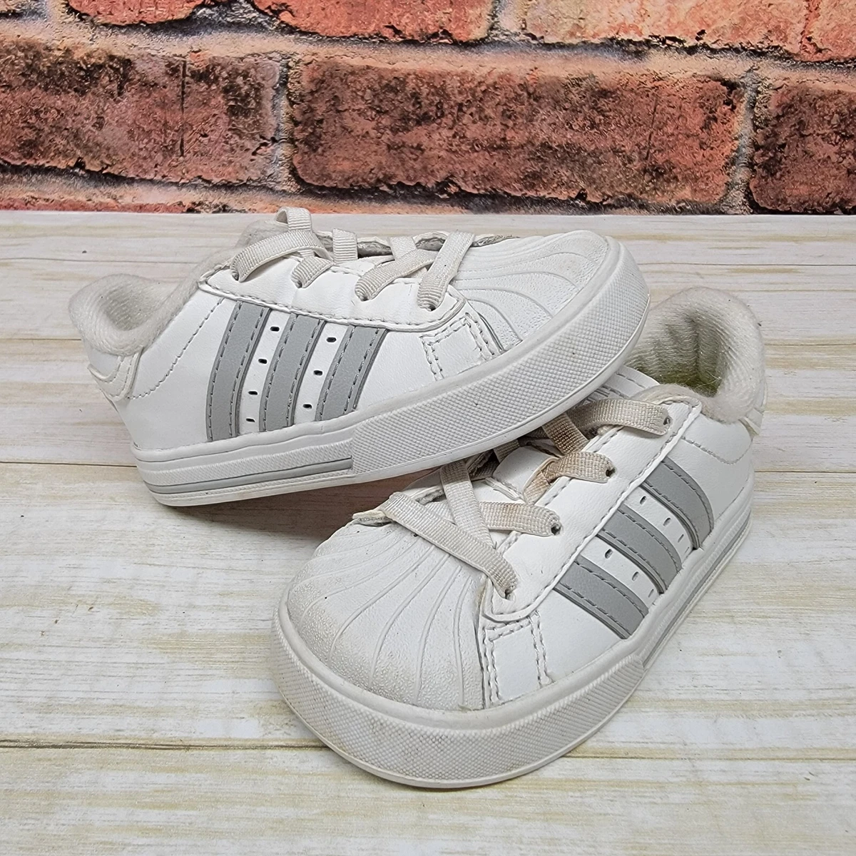 Adidas Neo Superstar White Slip On Shoe Toddler Size | eBay