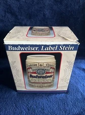 Budweiser Label Stein Collectors Beer Mug Anheuser Busch 1995 New In Box Bud