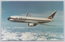 Vintage Delta Air Lines Boeing 767 Jet Plane Postcard N101DA Over Mountains