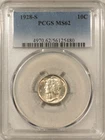 1928-S MERCURY DIME - PCGS MS-62, FRESH LUSTROUS & TOUGH!