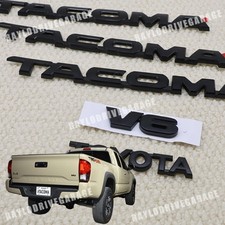 Matte Black Door Rear Emblem For 2005-2015 Tacoma V6 Letter Adhesive Badges 5pcs Matte Black Door Rear Emblem For 2005-2015 Tacoma V6 Letter Adhesive Badges 5pcs