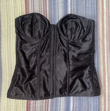 Frederick's of Hollywood Black Lace-Up Satin Corset Size 38B