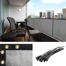 Amgo 3' x 10' Grey Balcony Privacy Screen, Apartment Porch Railing Patio Fenc...