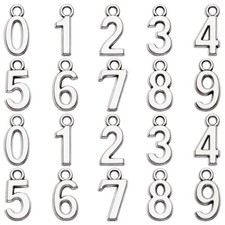 ZXL 100pcs Antique Silver Plated 0-9 Figures Numbers Charms Pendant for Neckl...