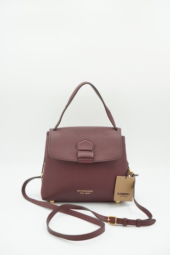 Burberry Nova Check Canvas Leather Handbag Made In Italy Burgundy Red