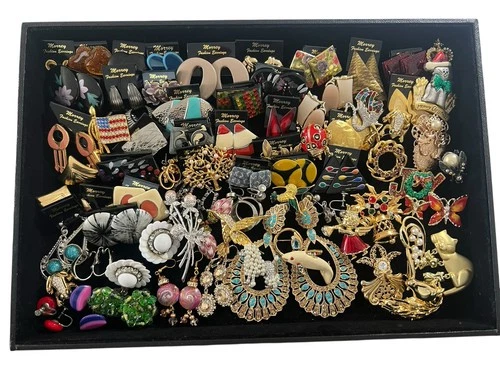 VTG Modern Earrings & Brooch Lot Costume Jewelry Crafting Wearable NOS USED Junk