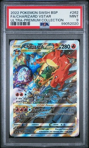 2022 Pokemon SWSH BSP Full Art Charizard Vstar Ultra Premium #262 PSA 9