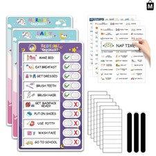 3 in 1 Unicorn Magnetic Chore Chart - Kids Visual Schedule for Daily Routines