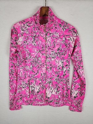 LILLY PULITZER Luxletic Full-Zip Jacket | Size XS | EUC Pink Black White Mock 