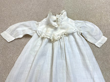 1910/20 Edwardian Baby Christening Long Silk/Cotton Dress Ivory Lace Mock Collar