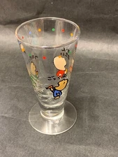 Sanrio Minna no Tabo Flute Shaped Glass 4.7in Tall 2.4in Diameter Used